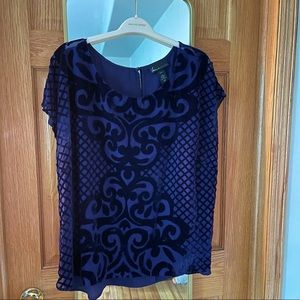 Purple Semi-Sheer Top with Velvet Burnout Design